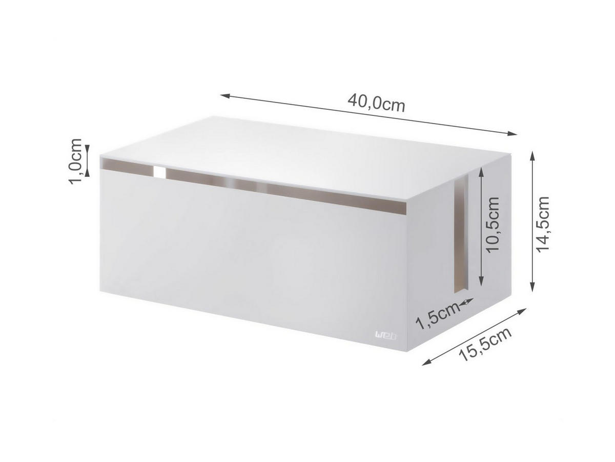 KABELBOX Web weiß 40/14/15 cm - Weiß, Kunststoff (15/40/14cm) - Yamazaki