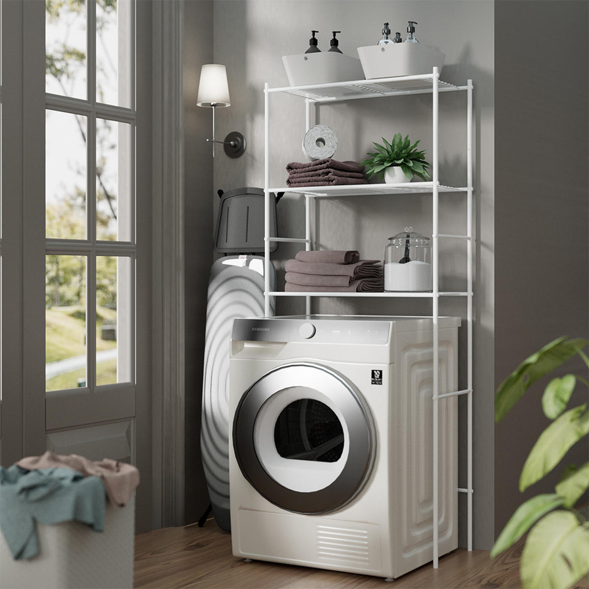 SKŘÍŇKA NA PRAČKU Miso Bílá - bílá, kov (66/162/30cm) - Vicco