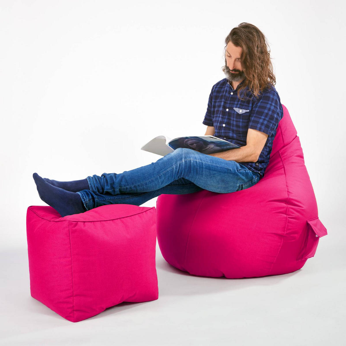 SITZSACK-HOCKER Pouf "Cube" 40x40x40cm - Pink, Textil (40/40/40cm) - Green Bean