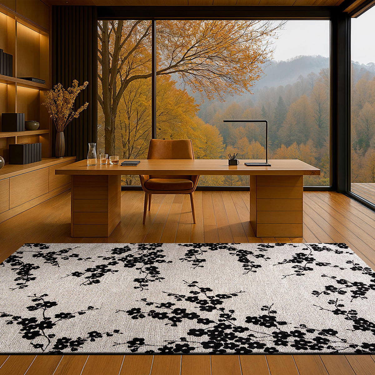 TEPPICH Night Snow Sakura 80/150 cm - Schwarz, Kunststoff/Textil (80/150cm) - Louis De Poortere