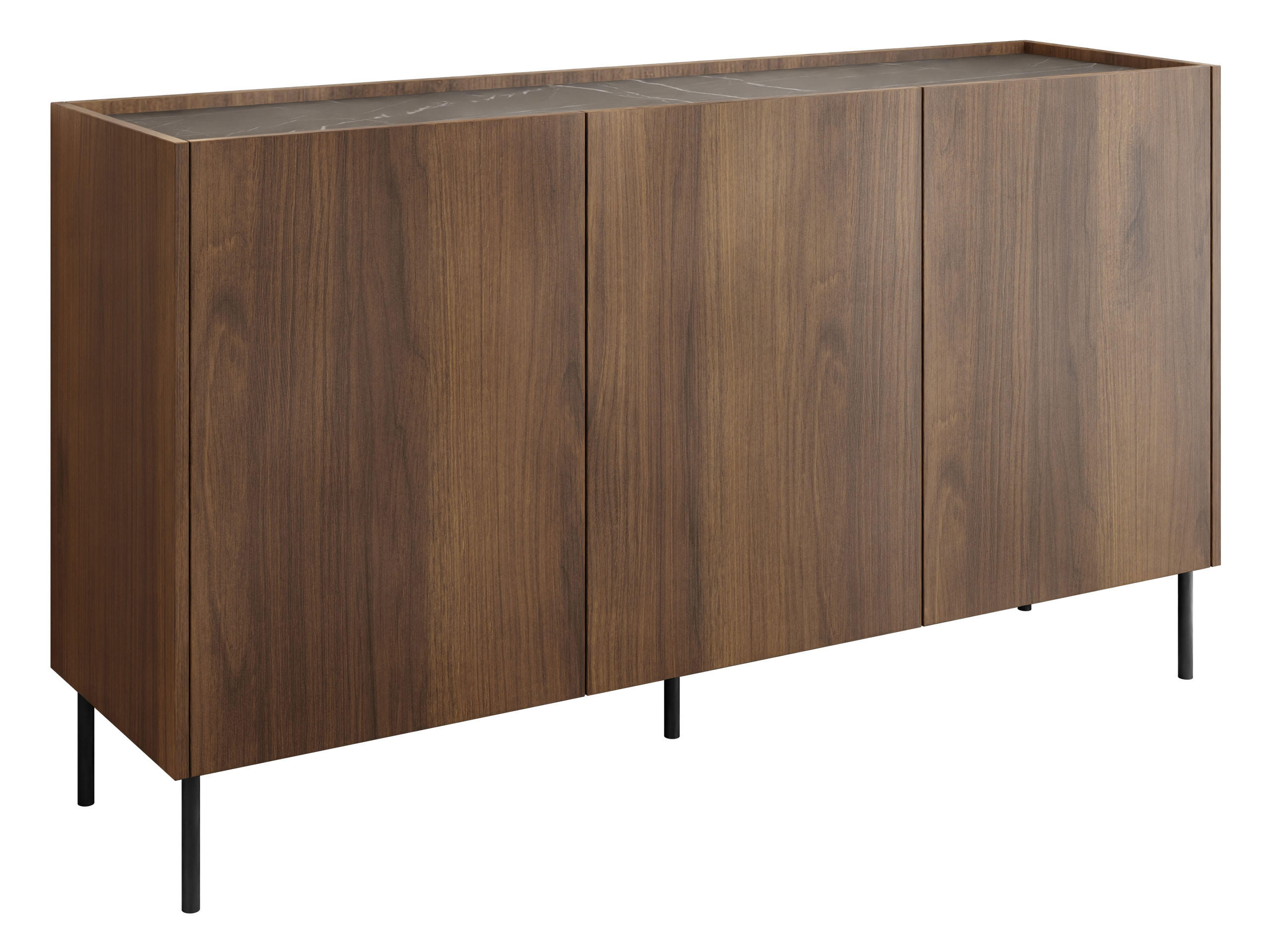 TÜRKOMMODE Tewos K144 - Nussbaumfarben/Schwarz, Holzwerkstoff/Metall (144/78/37cm) - MIRJAN24