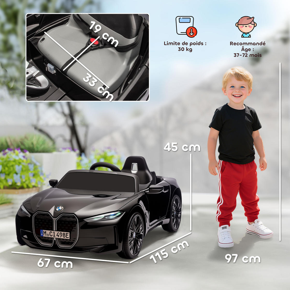 ELEKTRO-KINDERAUTO DE-13127 Fernbedienung Schwarz - Schwarz, Kunststoff (115/67/45cm) - ComfortXL
