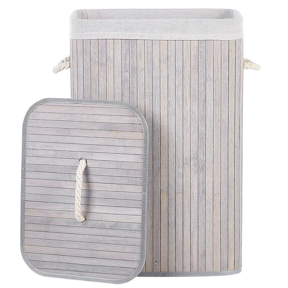 KORB Grau Komari - Weiß/Grau, Holz (40/60/30cm) - Beliani