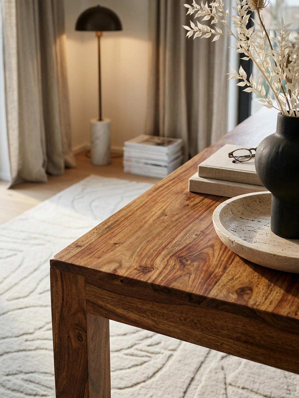 ESSTISCH Massivholz Akazie Rechteckig Handgefertigt NAKO, Braun 120x60x76 cm - Dunkelbraun/Braun, Holz (60/120/76cm) - KADIMA DESIGN