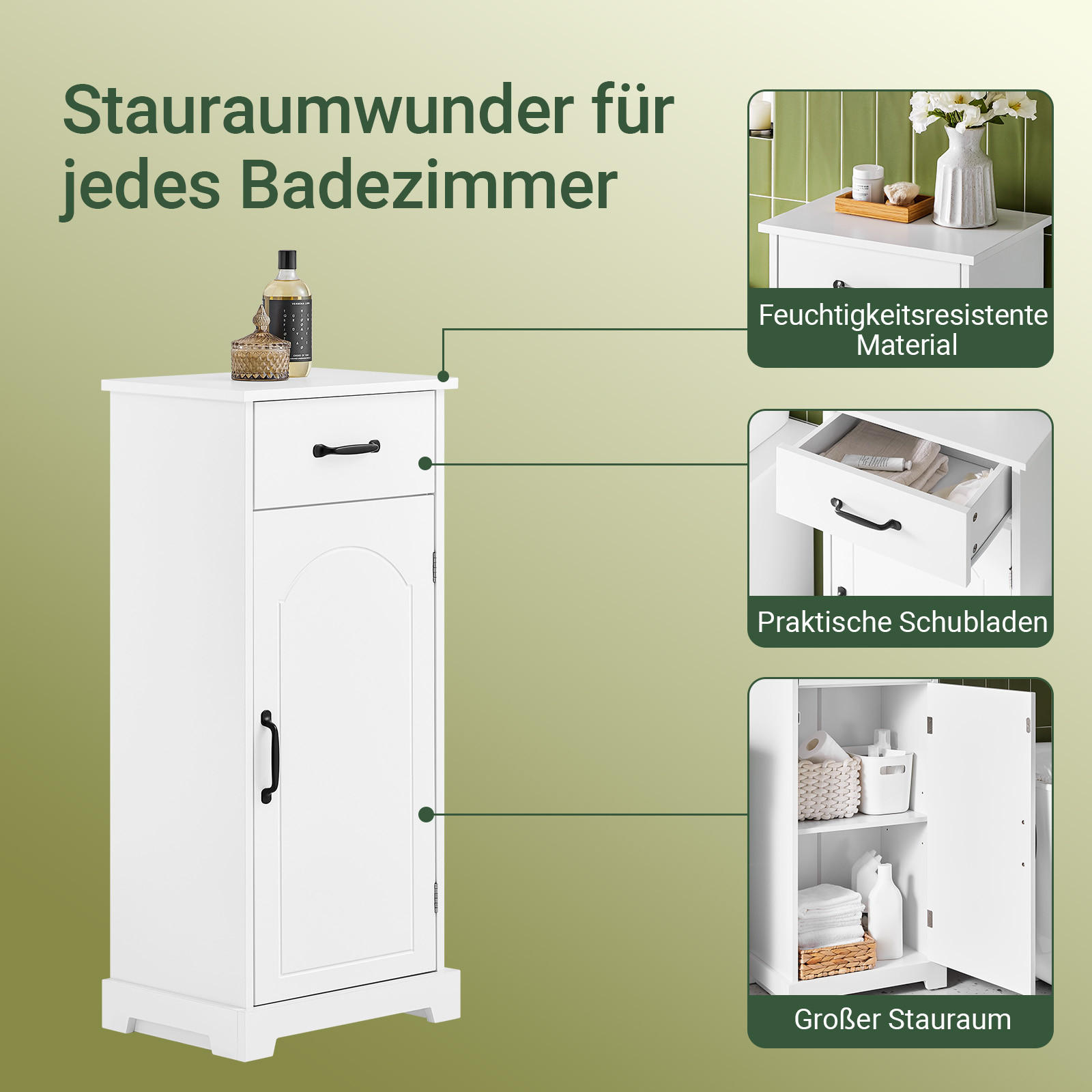 BADEZIMMERSCHRANK Weiß - Weiß, Holzwerkstoff (42/93/30cm) - SoBuy