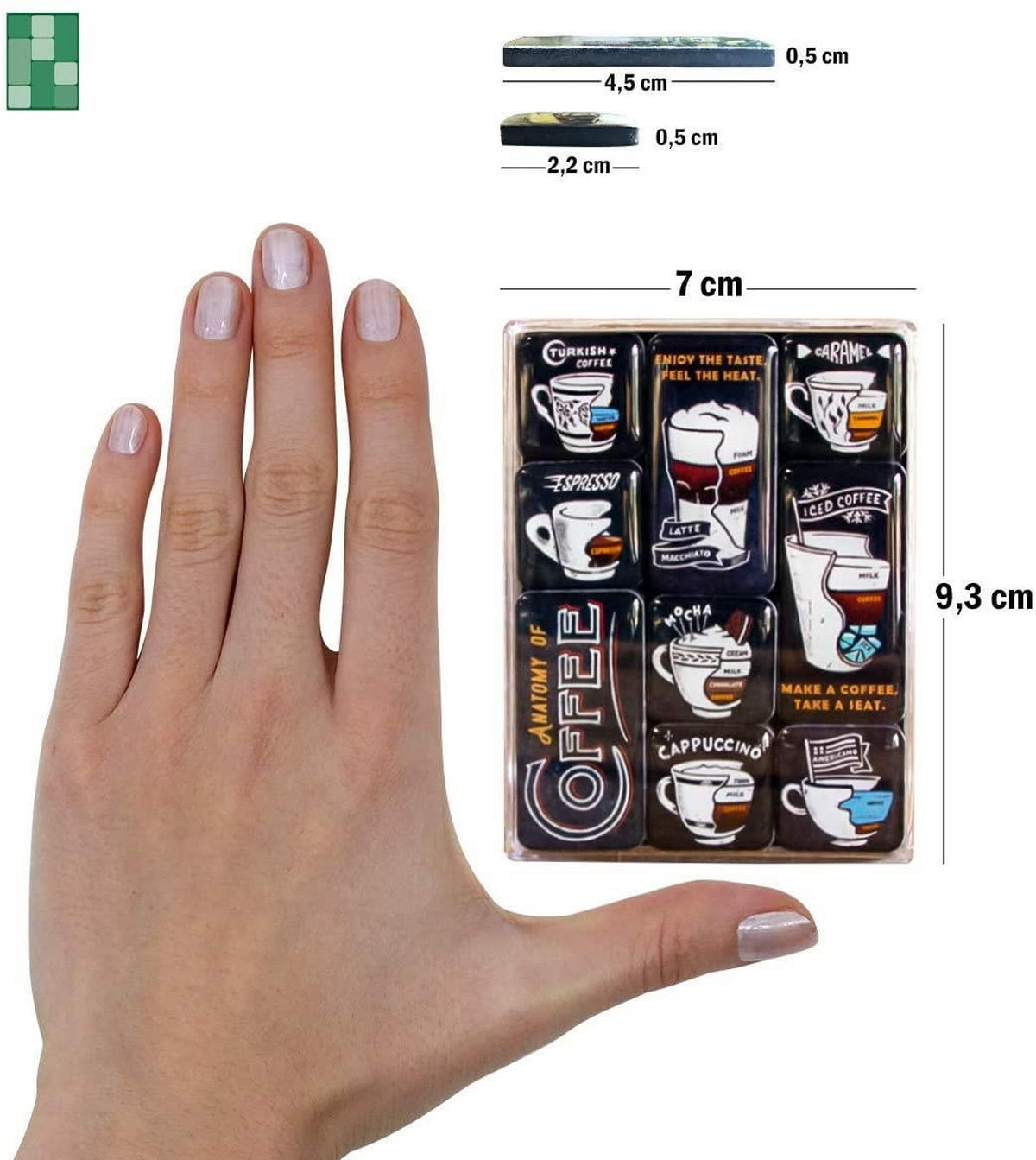 MAGNETSET 9-teilig Coffee & Chocolate Anatomy of Coffee - Multicolor, Metall (7/9/2cm) - Nostalgic-Art