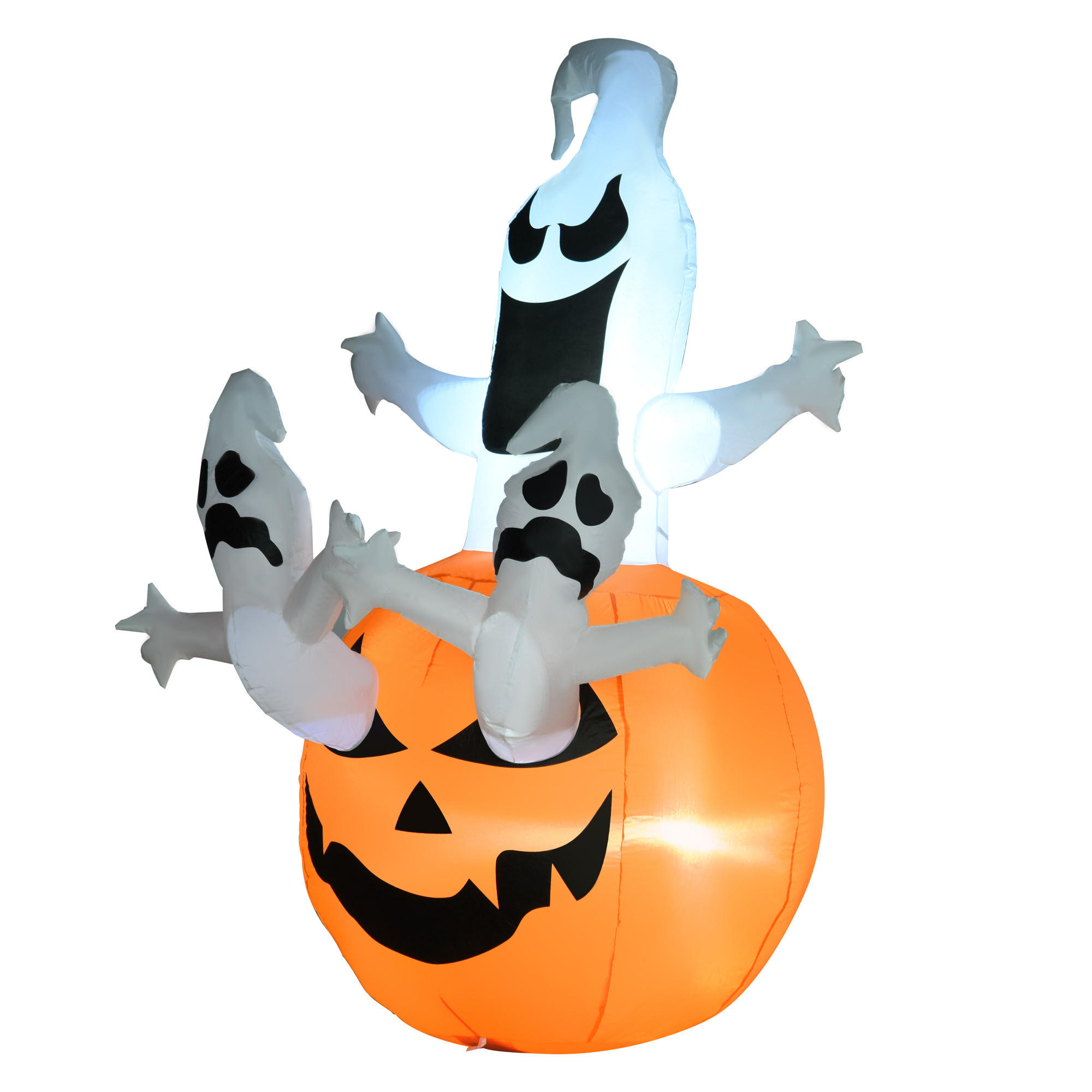 NAFUKOVACÍ halloweenská dekorace nafukovací postava LED osvětlení strom čarodějnice kočka dýně - různobarevná, plast (120/180/120cm) - HOMCOM