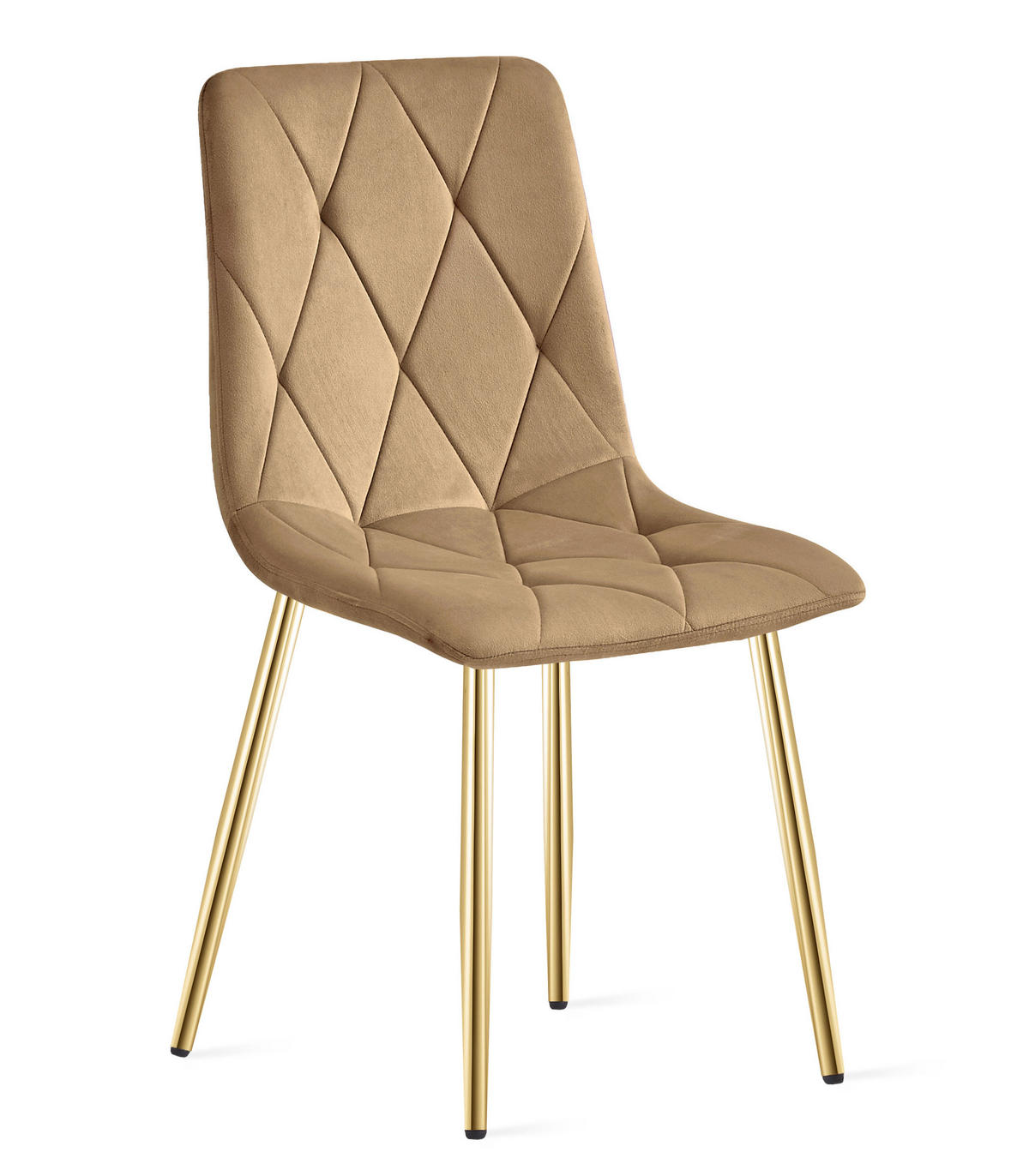 ESSZIMMERSTUHL 4-er Set TYRA brauner Sitz, goldene Beine - Goldfarben/Braun, Textil (44.5/87/54.5cm) - Valora