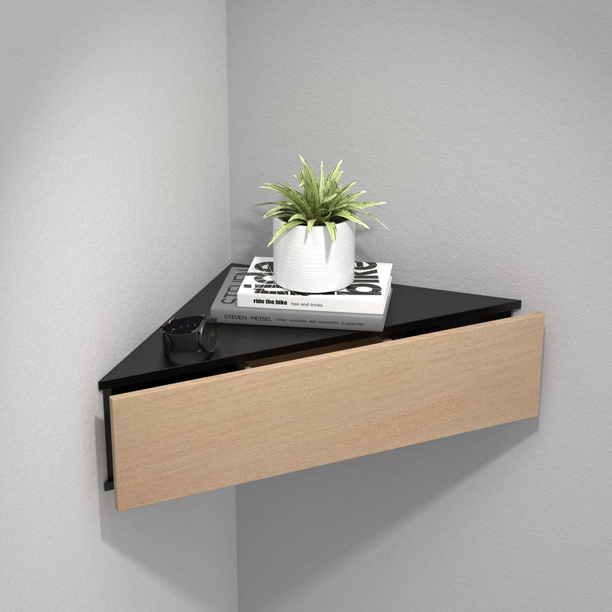 NACHTKÄSTCHEN 60/15/42,4 cm  in Schwarz, Honigeiche  - Honigeiche/Schwarz, MODERN, Holzwerkstoff (60/15/42,4cm) - MID.YOU