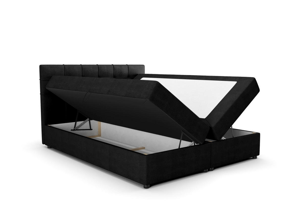 BOXBETT KIDA mit Matratze H3, Bonell und Topper 120x200 Curio 99 - Schwarz, Textil (120/200cm) - Bedante