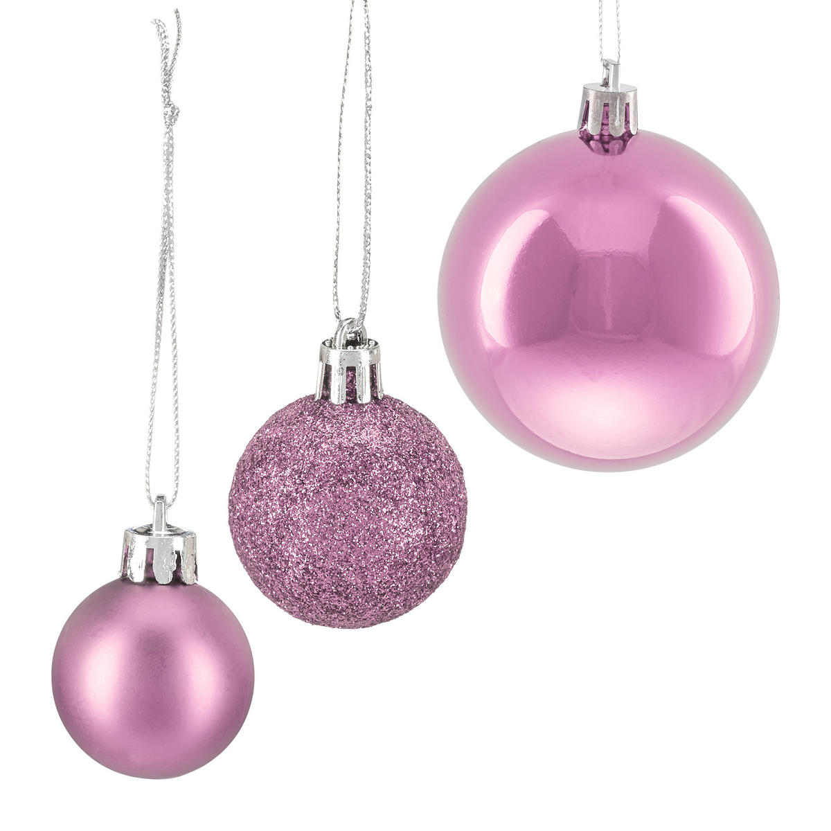 100XWEIHNACHTSKUGELN - Rosa, Kunststoff (6/7/6cm) - Relaxdays