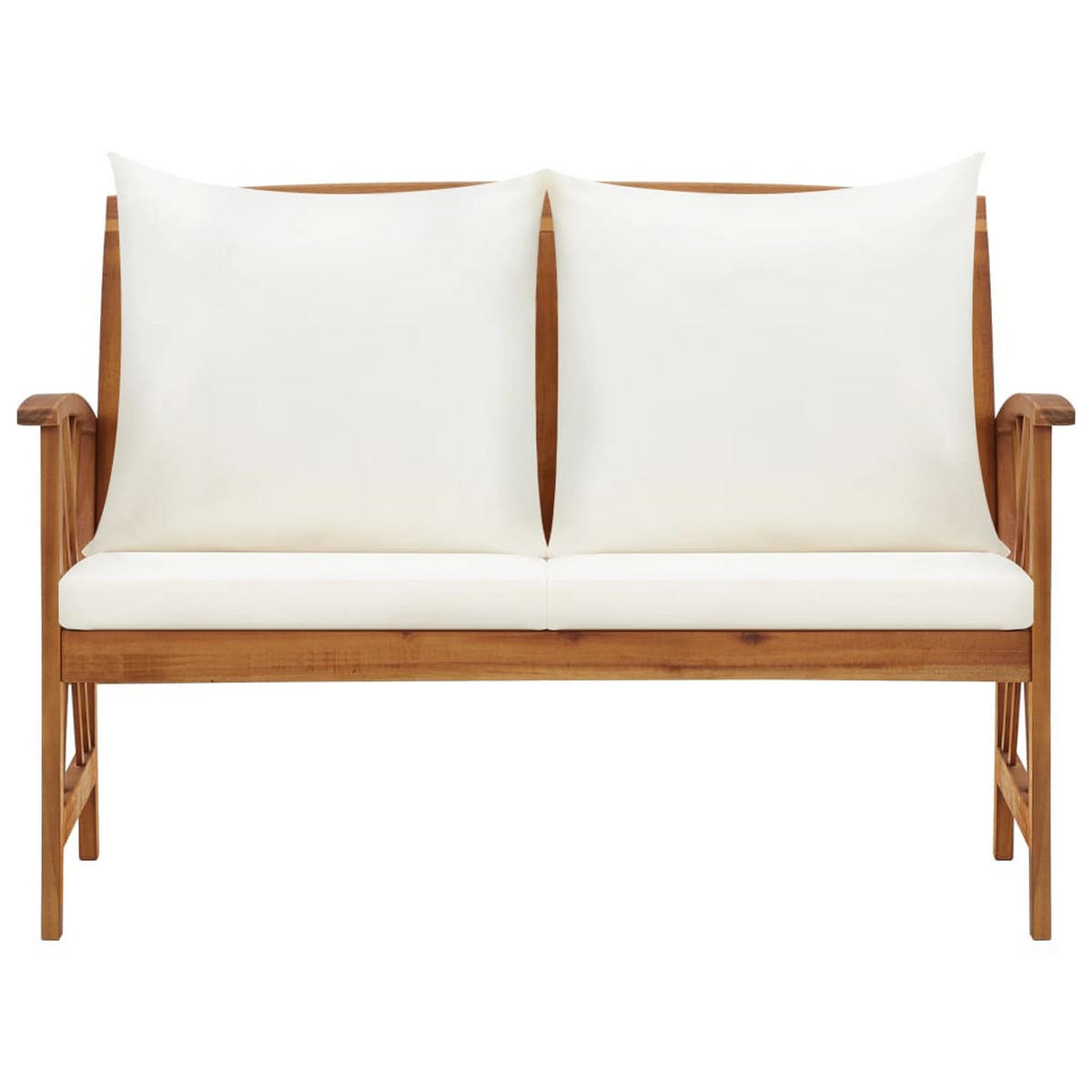 GARTENBANK mit Kissen 119 cm Massivholz Akazie - Weiß, Holz (119/83/67cm) - furnicato