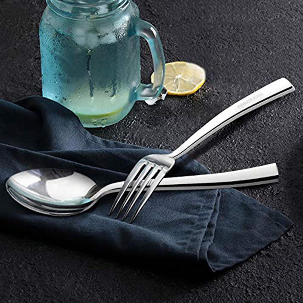 BESTECKSET 30-teilig für 6 Personen Edelstahl Hochglanzpoliert Spülmaschinenfest - Silberfarben, Metall
