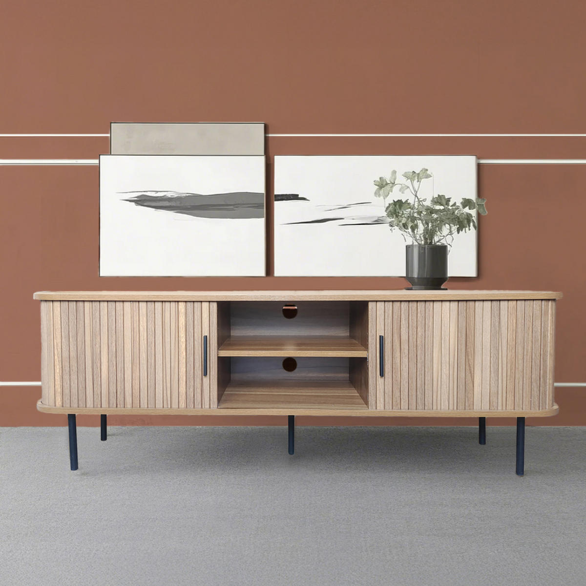 TV-MÖBEL Manado aus Holz Länge 140 cm - Braun, Holzwerkstoff (140/40/46cm) - Concept Usine