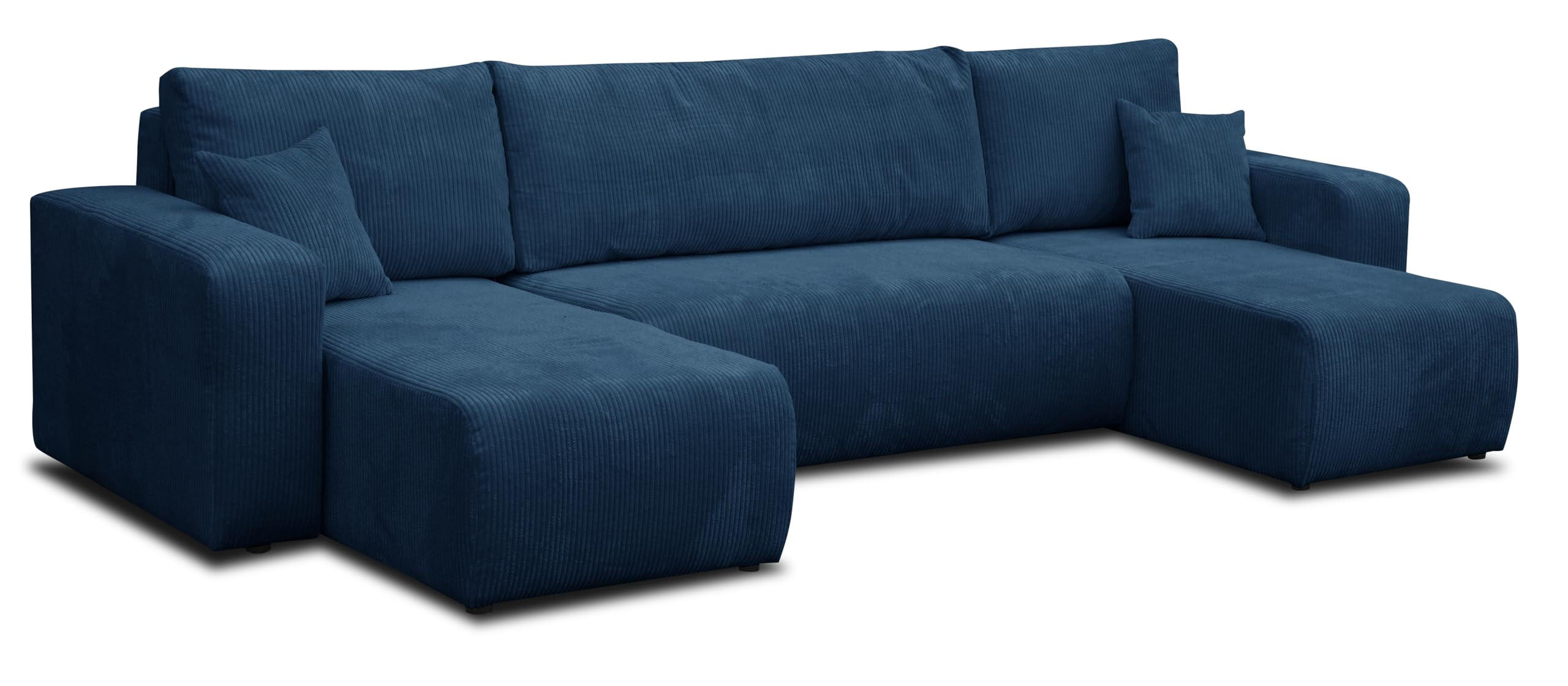 WOHNLANDSCHAFT LUNA U-FORM mit Schlaffunktion und Bettkasten (Blau) - Blau, Textil (312/83/142cm) - VENASI MÖBEL