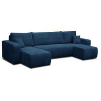 WOHNLANDSCHAFT LUNA U-FORM mit Schlaffunktion und Bettkasten (Blau) - Blau, Textil (312/83/142cm) - VENASI MÖBEL