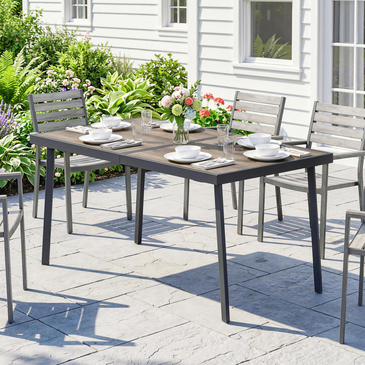GARTENTISCH,GRAU,1 Stück - Grau, Naturmaterialien (145/85/72cm) - GiPP