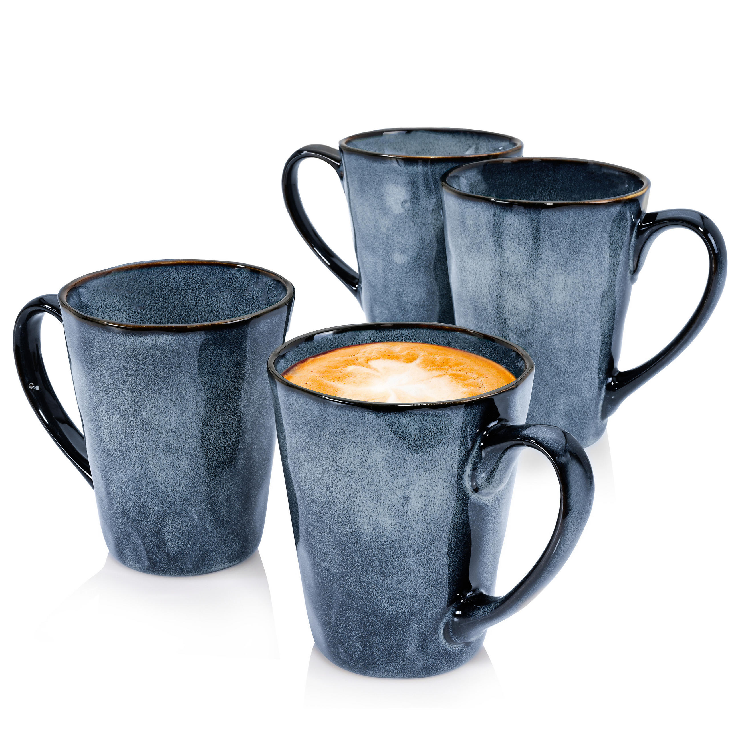 KAFFEEBECHER SET DARWIN - 4 teilig aus Steingut - Blau, Keramik (27/18.5/25.2cm) - Sänger
