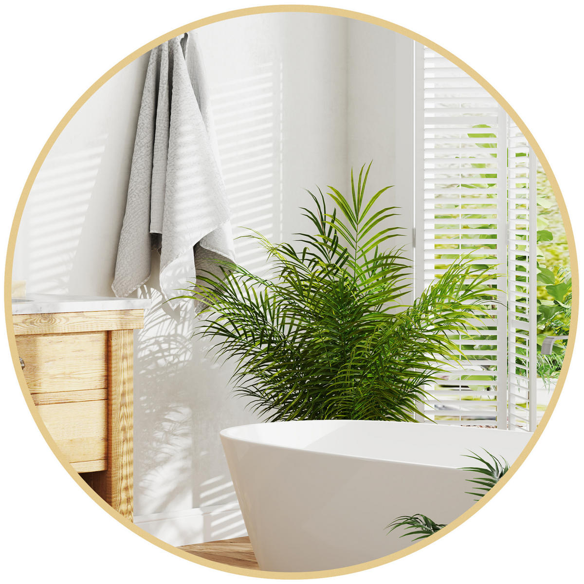 BADEZIMMERSPIEGEL DE-09267 rund 70 cm mit Goldrahmen Gold - Goldfarben, Metall (70/2.5/70cm) - ComfortXL