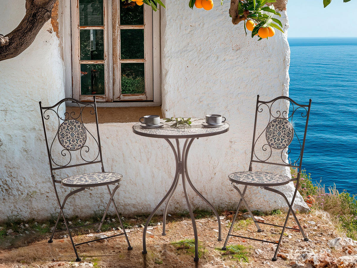 BISTRO-SET Schwarz Chapeco - Blau/Schwarz, Metall - Beliani