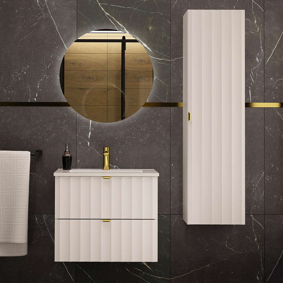 BADMÖBEL Lexa 2er-Set Weiß - Weiß, Holzwerkstoff (60/50/45.8cm) - Petits-meubles