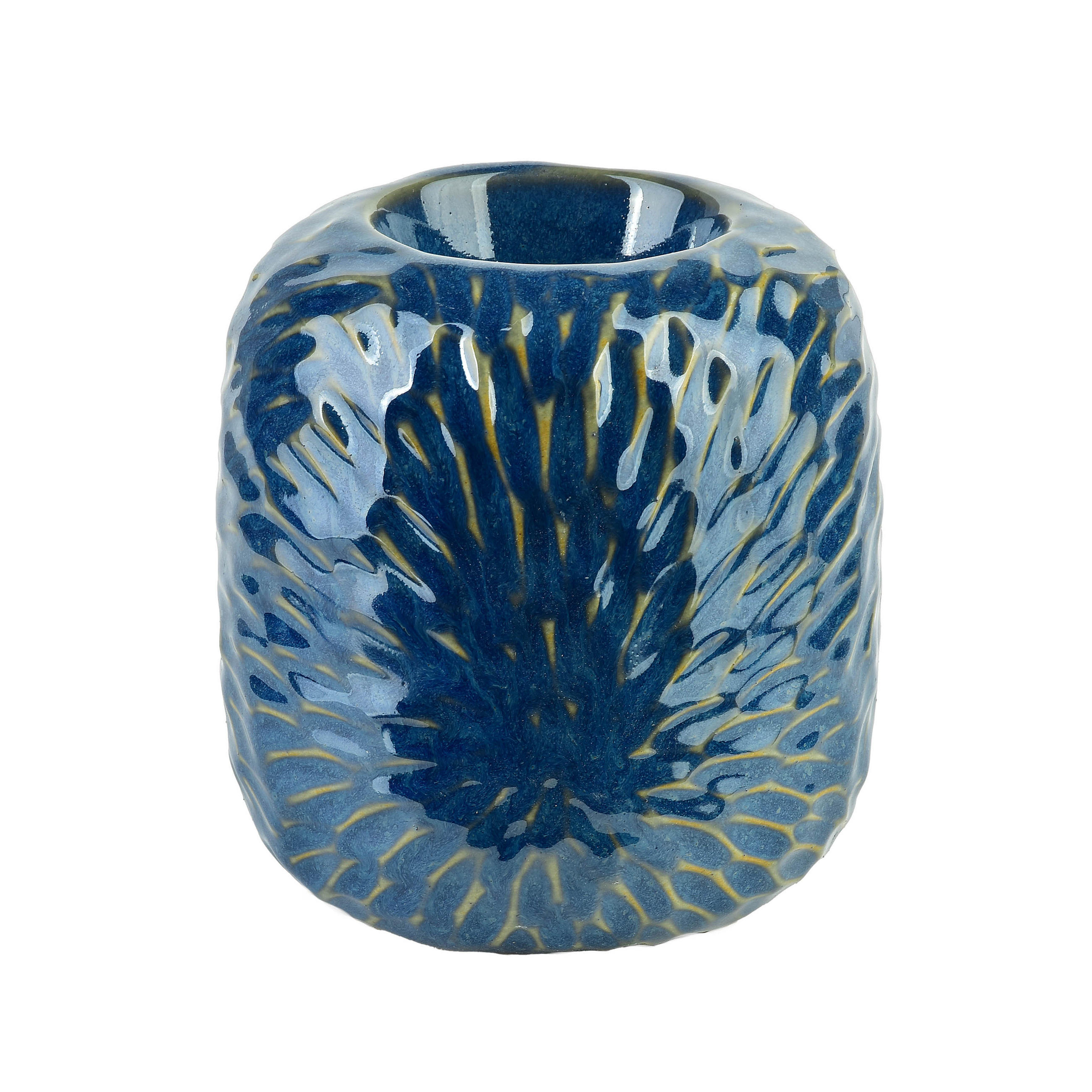 TEELICHTHALTER Yarine Braun 10/10/11 cm Keramik - Blau, Keramik (11cm) - Mondex