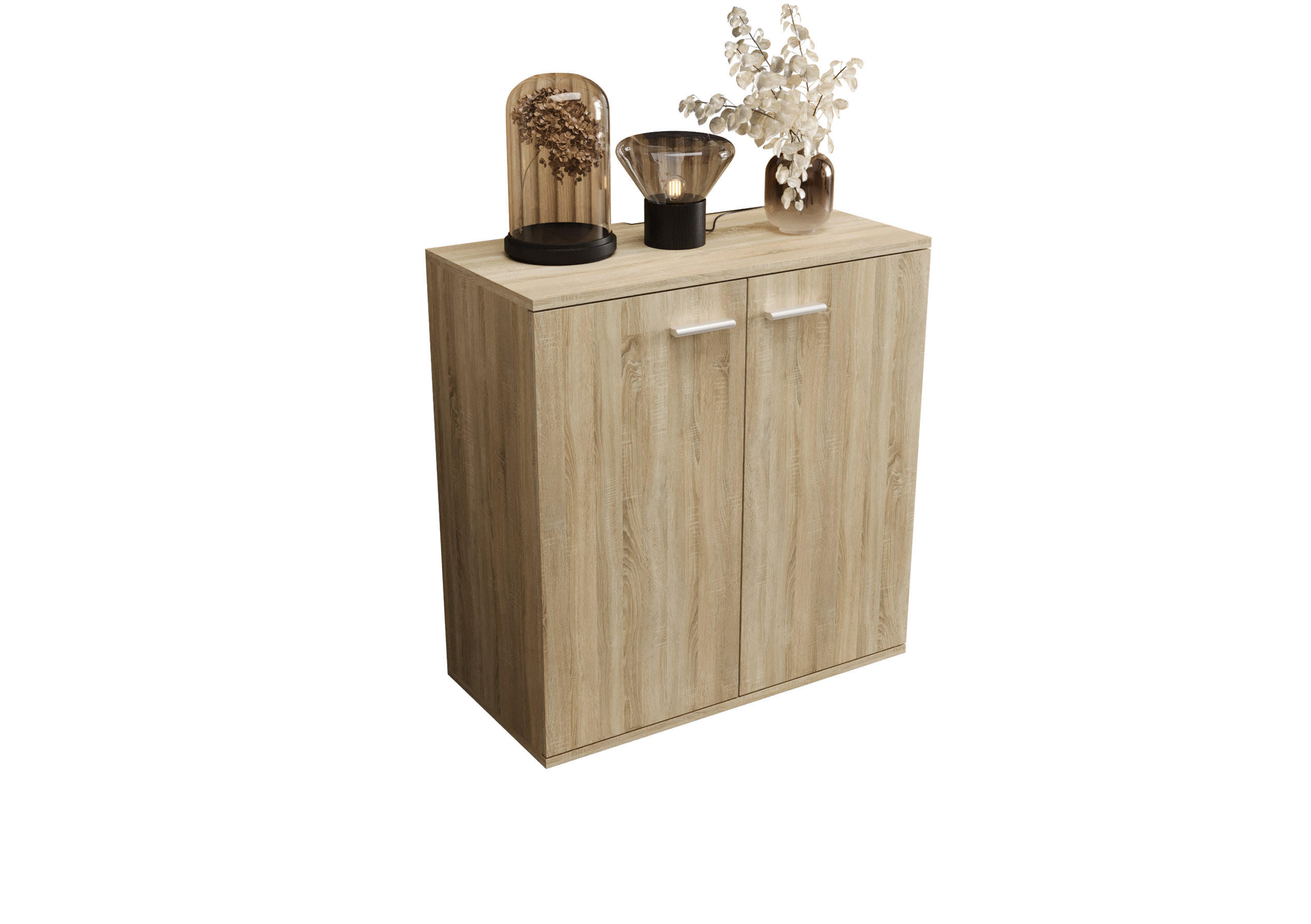 KOMMODE London LMK 2D mit 2 Türen, Sideboard in Farbe: Hellbraun, Größe: 71 x 75 x 35 cm - Hellbraun, Holzwerkstoff (71/75/35cm) - O-Sofa