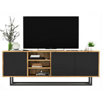 TV-LOWBOARD Apollo Eiche wotan Schwarz Matt 150/53/35 cm - Schwarz, Holzwerkstoff/Metall (150/53/35cm) - Meble Lindner