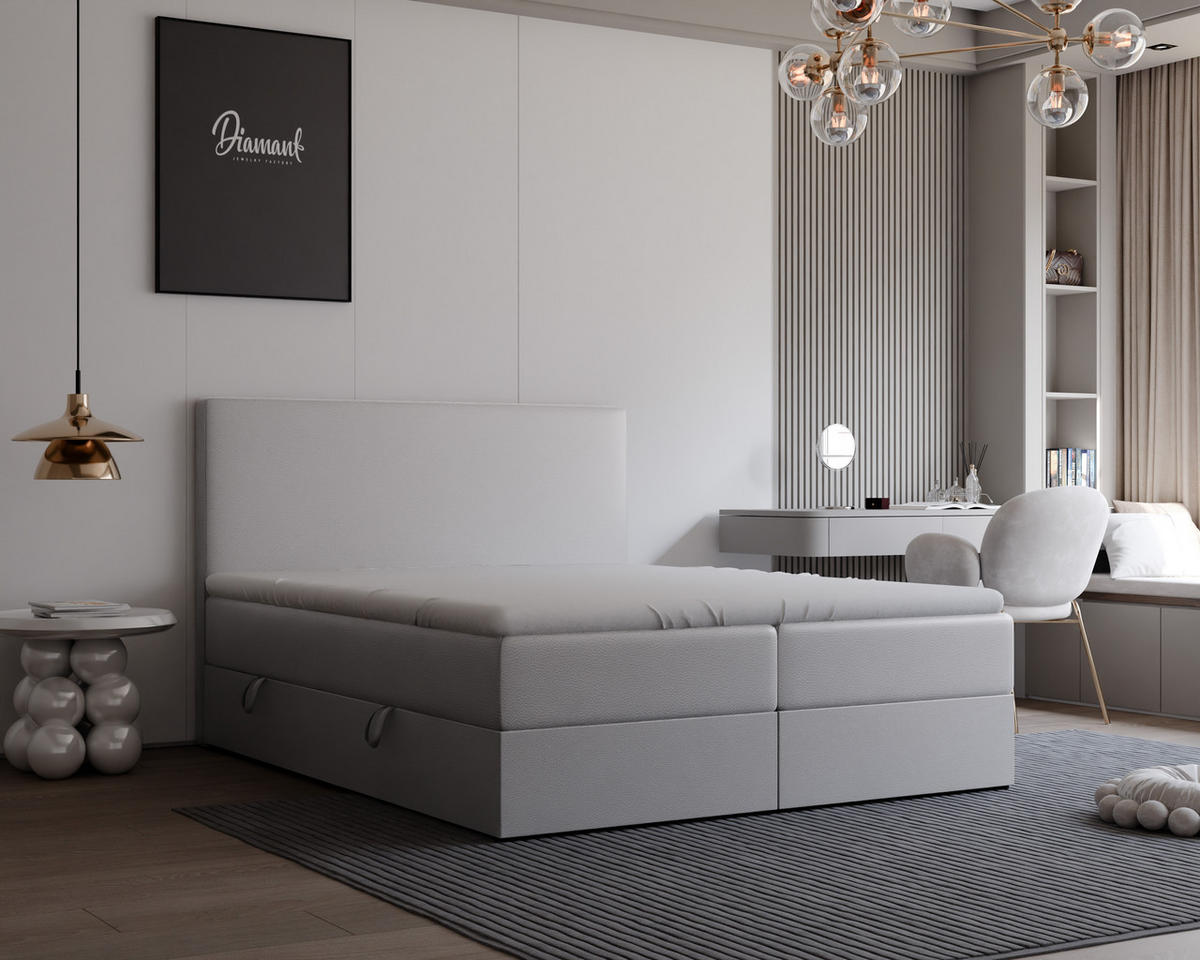 BOXBETT GIULIA 120/200 cm mit Matratze und Topper, Grau - Grau, Textil (120/200cm) - Idohome