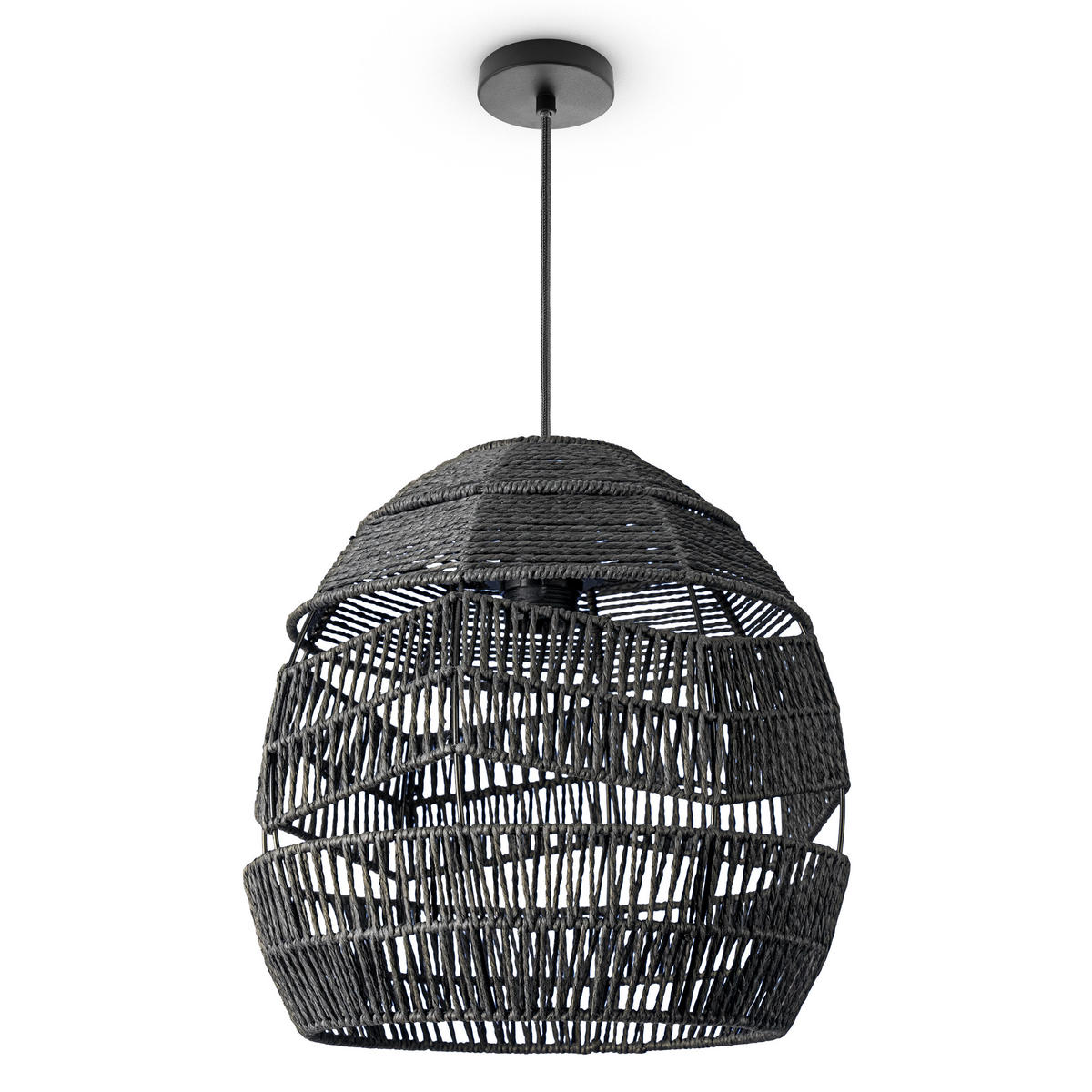 PENDELLEUCHTE Villa L - Schwarz, Metall (31/31/30cm) - Paco Home