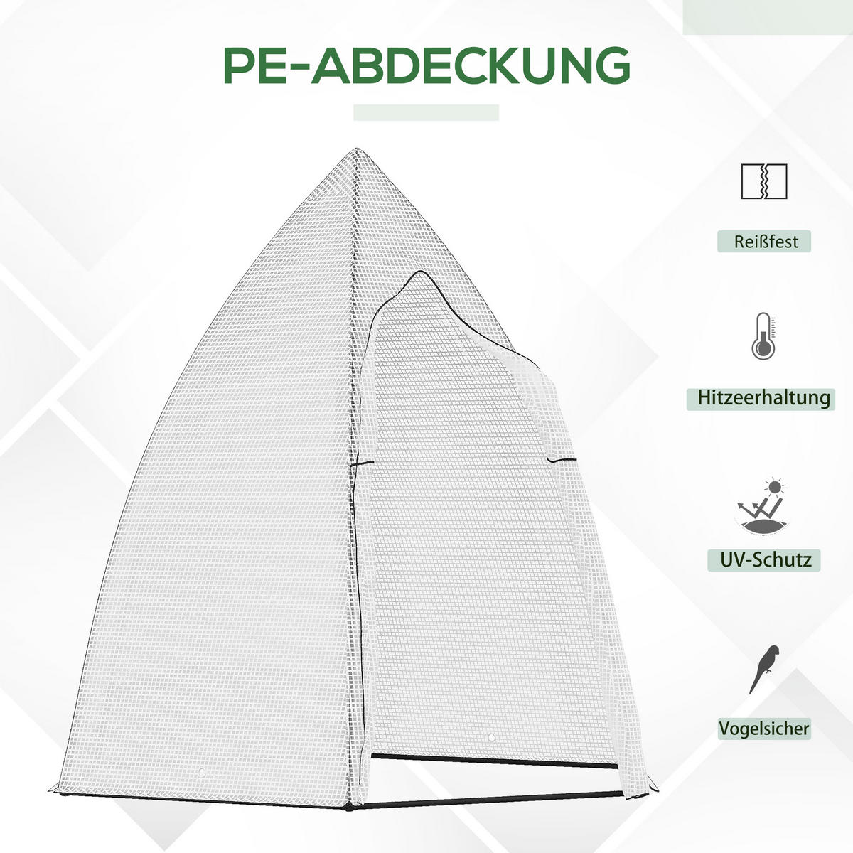 FOLIENGEWÄCHSHAUS, Weiß, Metall, PE-Kunststoff - Weiß, Kunststoff (140/180/160cm) - Outsunny