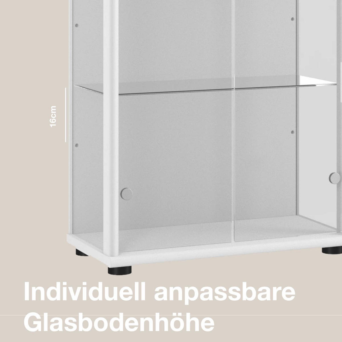 GLASVITRINE 33/67/176 cm mit LED & 4 höhenverstellbaren Glasböden - Transparent/Silberfarben, Glas/Holzwerkstoff (67/176/33cm) - K-Möbel
