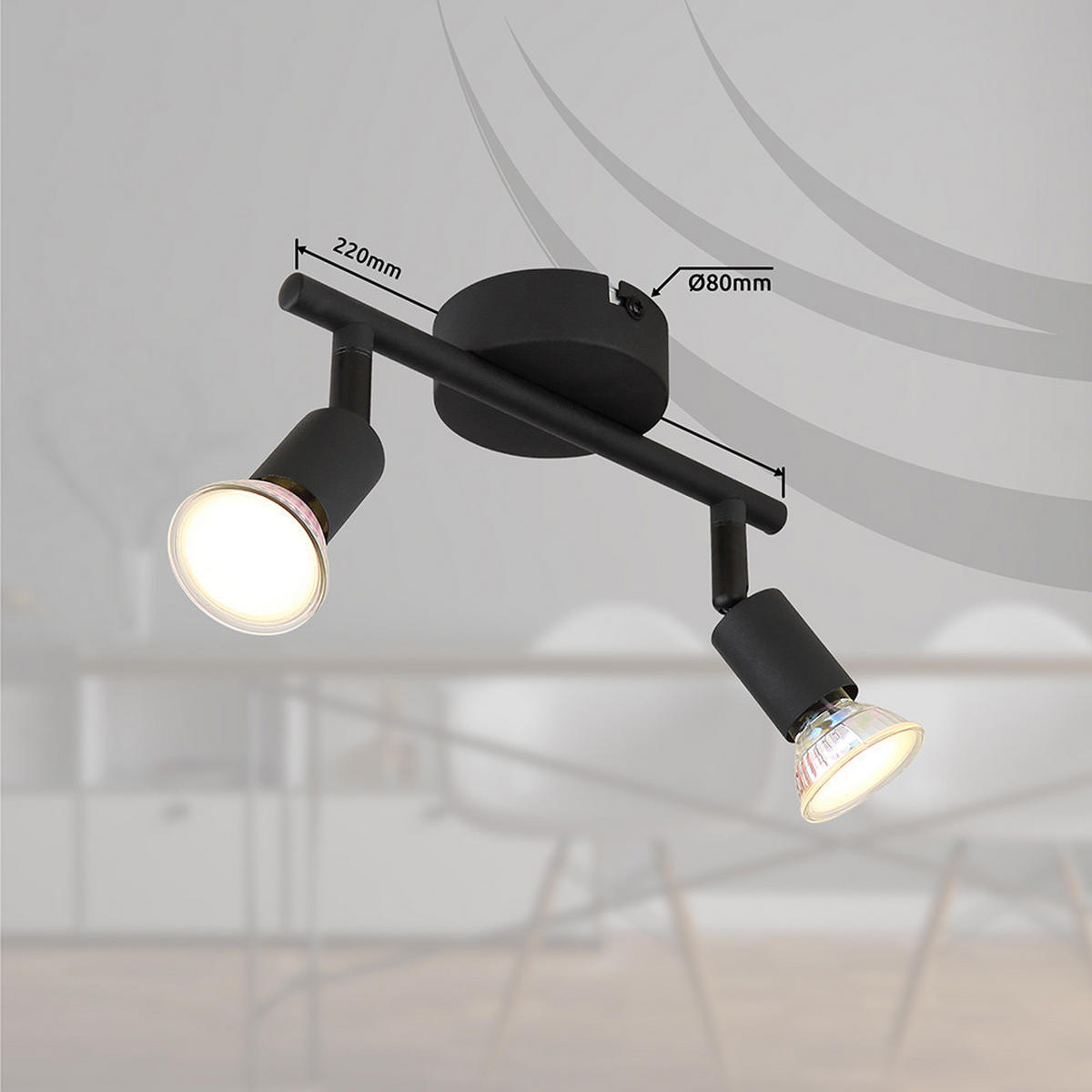 LED DECKENLEUCHTE Metall Schwarz - Schwarz, Metall (22/8/12.5cm) - Globo Lighting