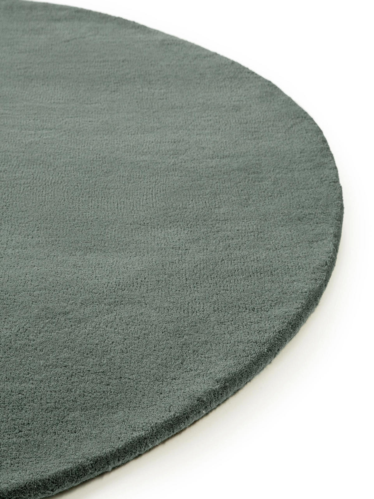 WOLLTEPPICH rund Bent Grün ø 200 cm rund - Grün, Textil (200/200cm) - benuta Nest
