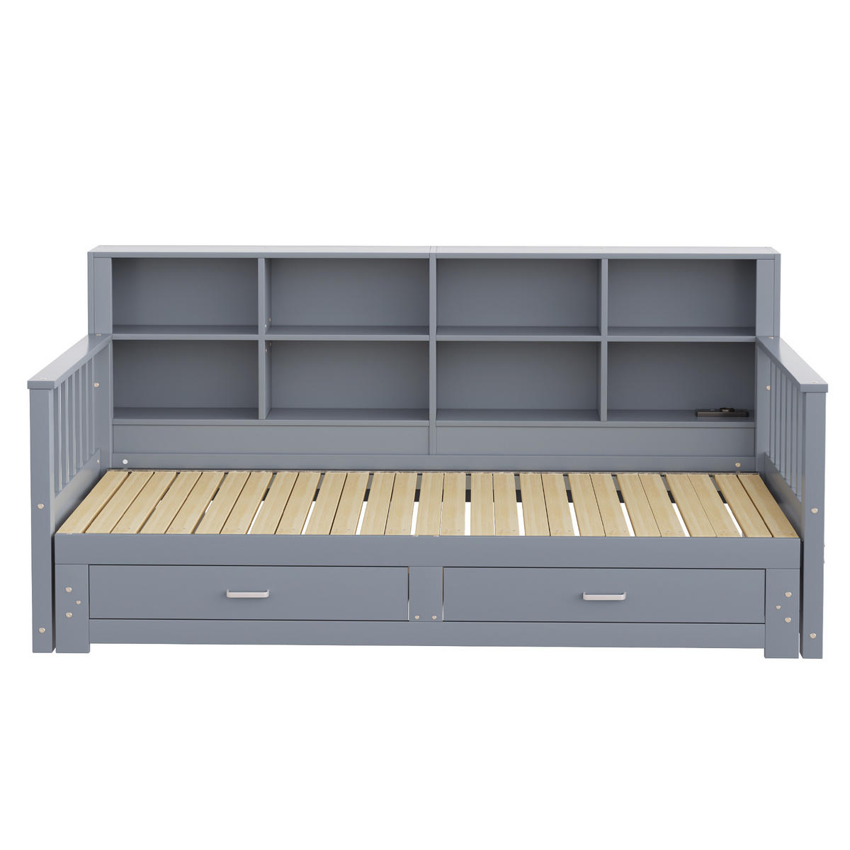 POLSTERBETT 90/180x190 Grau Kiefer USB Schubladen - Grau, Holz (180/190cm) - FLIEKS