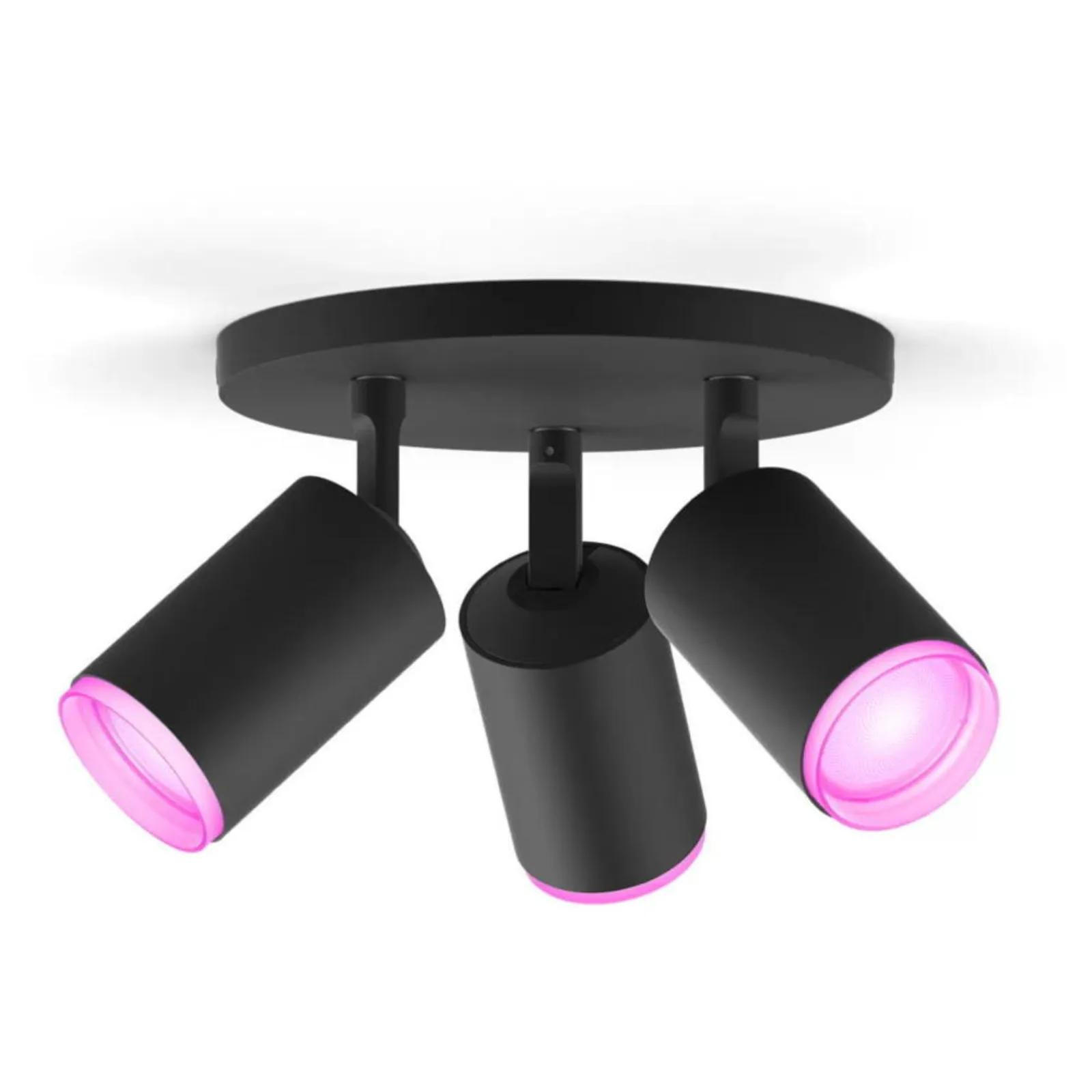 DECKENLEUCHTE Fugato Schwarz - Schwarz, Metall (3/3/15.3cm) - Philips HUE