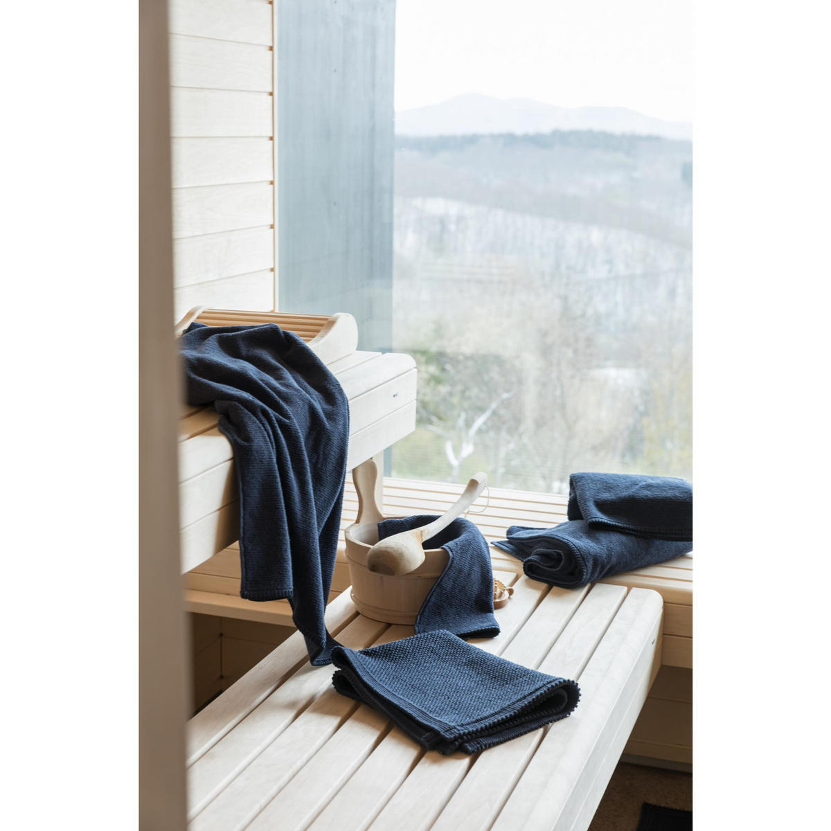BADEHANDTUCH Bora tintenblau 90 x 150 cm - Dunkelblau, Textil (90/150cm) - Vivaraise