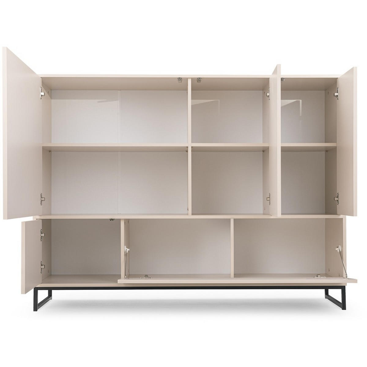 KOMMODE Giana mit 5 Türen, 160 cm, Beige Sand - Sandfarben/Beige, Holzwerkstoff (160/120/45cm) - Beautysofa