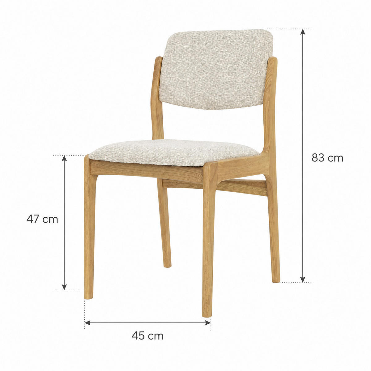 ESSZIMMERSTHUHL Oslo, Natur Massiveiche + beiger Stoff - Beige, Holz (52/83/45cm) - WOODEK