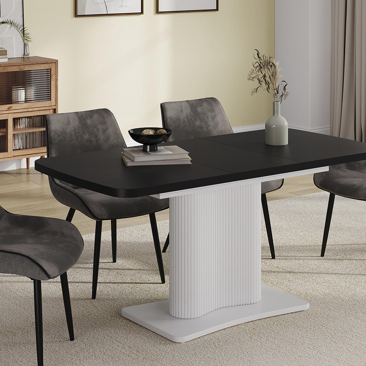 JÍDELNÍ STŮL Fenaro Černá/bílá - bílá/černá, kompozitní dřevo (80/120/77.4cm) - Vicco