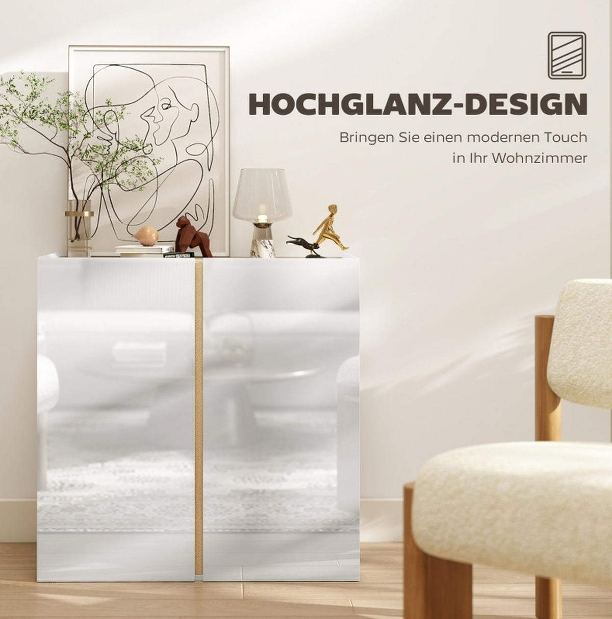 SIDEBOARD 80/40/80 cm Weiß aus Holz mit Soft-Close-Türen - Weiß, Holz (80/80/40cm) - OKWISH