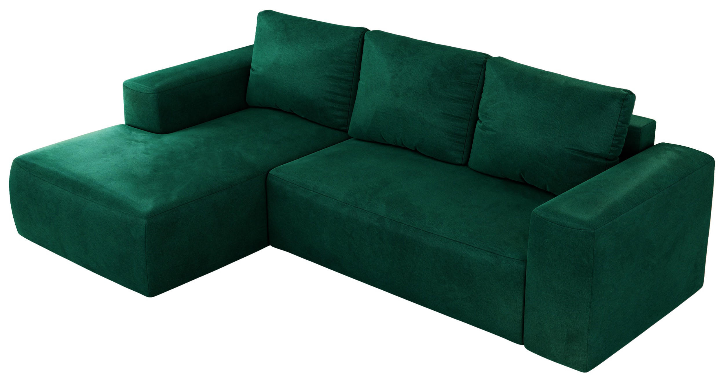 ECKSOFA TRENTINO L Dunkelgrün Velvet - Links - Dunkelgrün/Schwarz, Textil (266/164cm) - MKS