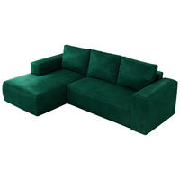 ECKSOFA TRENTINO L Dunkelgrün Velvet - Links - Dunkelgrün/Schwarz, Textil (266/164cm) - MKS