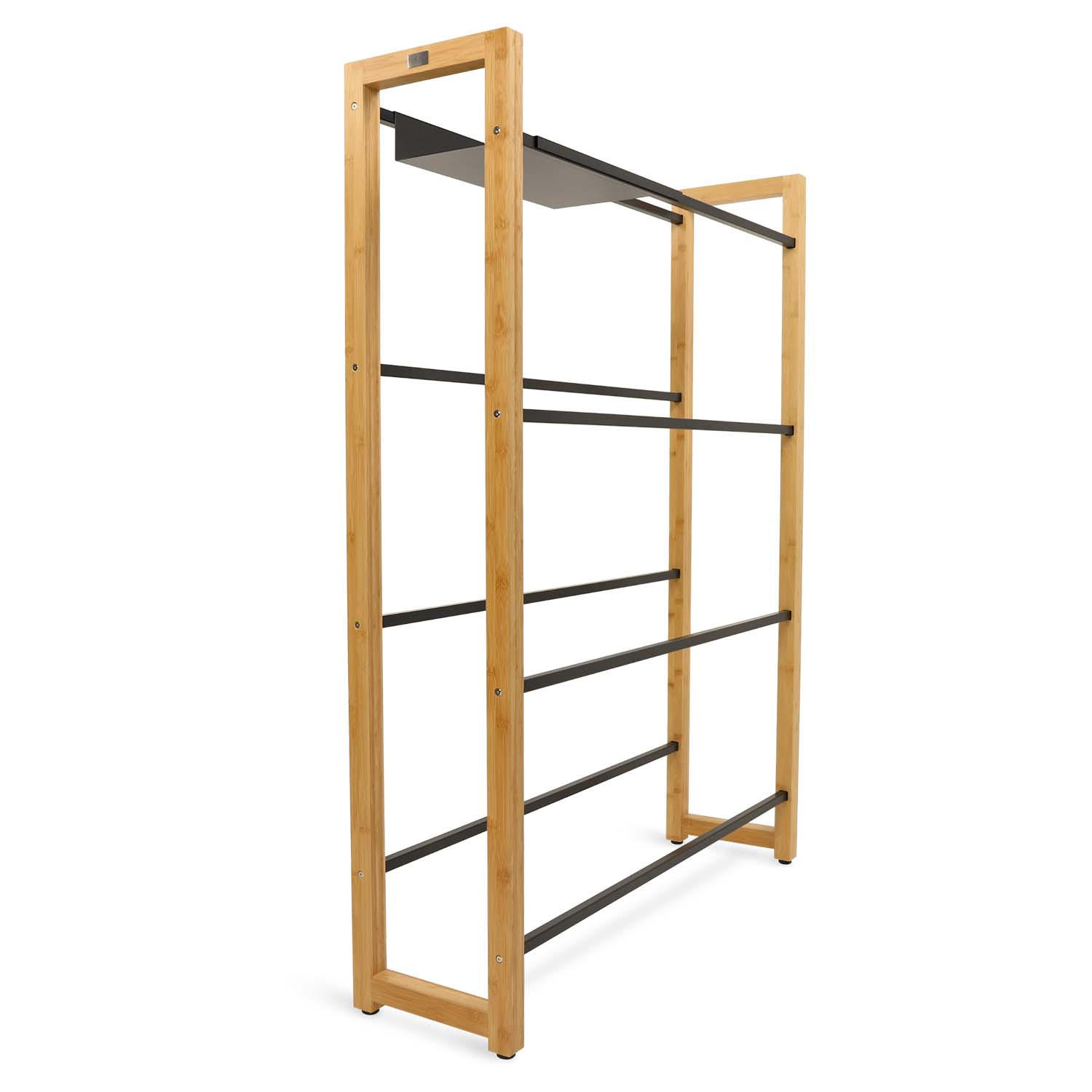 GETRÄNKEKISTENREGAL inkl. Ablage - Bambus / Schwarz - 8 Kisten - Naturfarben, Holz (112/153/32cm) - holz4home