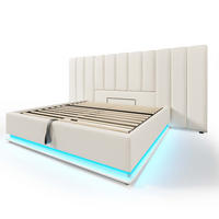 POLSTERBETT aus PU 160x200 cm Weiß mit Bettkasten, LED-Beleuchtung und USB-C-Anschluss - Weiß, Leder (160/200cm) - IVMEU