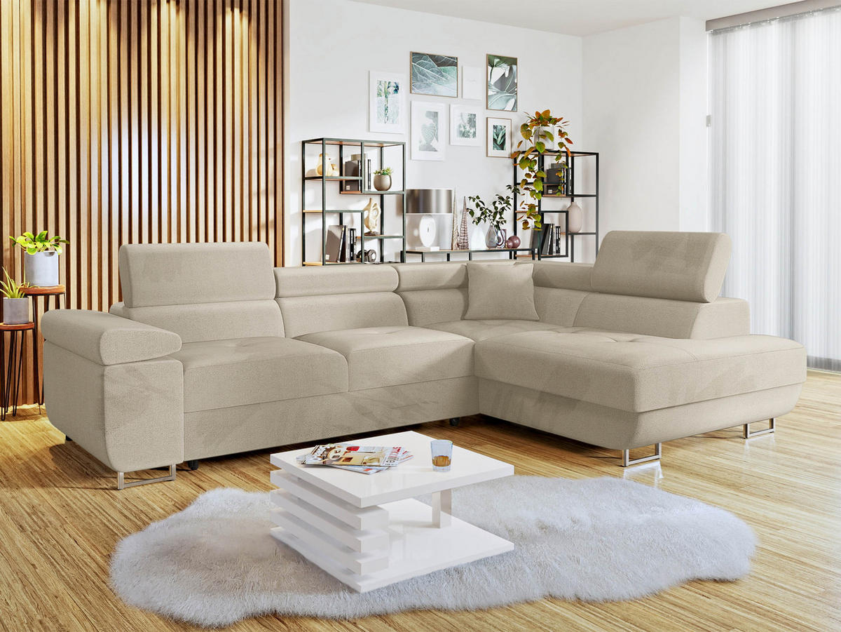 ECKSOFA Torezio, Seite: Rechts - Beige, Holz/Textil (274/203cm) - MIRJAN24