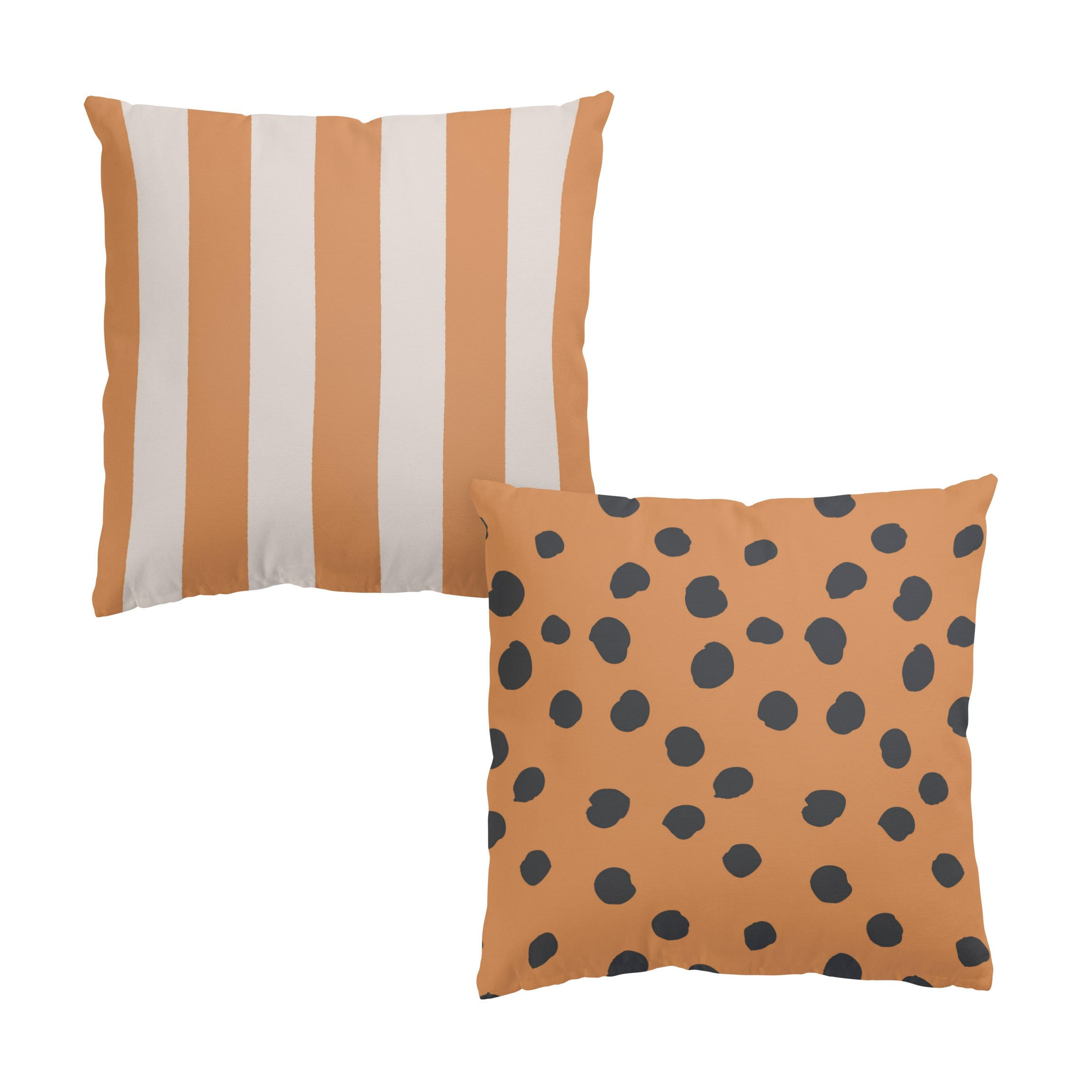 DEKOKISSEN 2er-Set Apricot Punkte und Streifen Duo 40/40 cm - Orange, Textil (40/40cm) - Bilderwelten