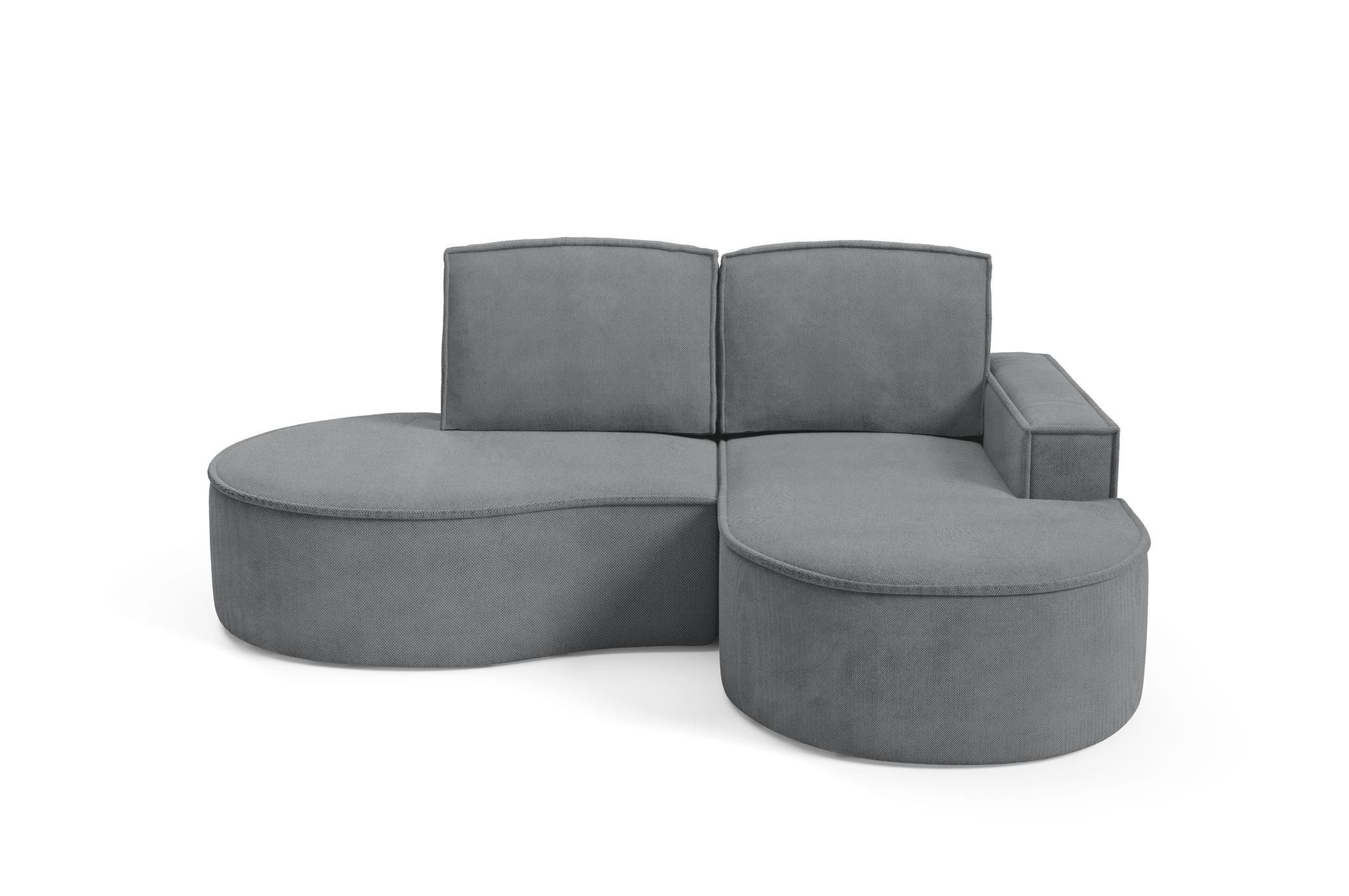 ECKSOFA Flow Graphit, mit Kissen in Curio Stoff, rechte seite - Graphitfarben, Holzwerkstoff/Textil (210/157cm) - Bettso