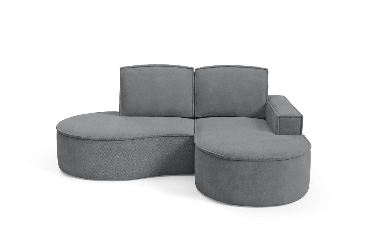 ECKSOFA Flow Graphit, mit Kissen in Curio Stoff, rechte seite - Graphitfarben, Holzwerkstoff/Textil (210/157cm) - Bettso