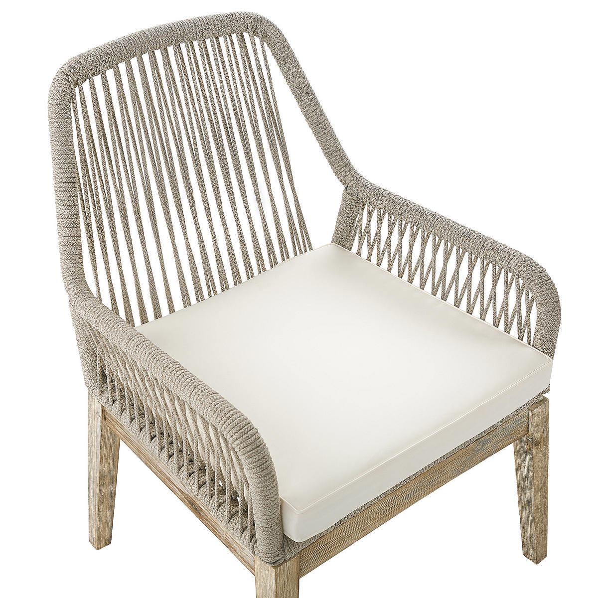 GARTENSTUHL 2er-SET beige/heller Holzfarbton Auflagen cremeweiß Olbia - Beige, Kunststoff (64/89/71cm) - Beliani